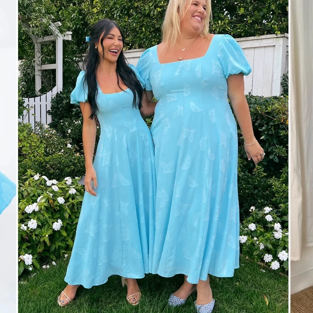 Show Me Your Mumu Mia Midi Dress Blue Butterfly Dress Size M - Picture 5 of 7